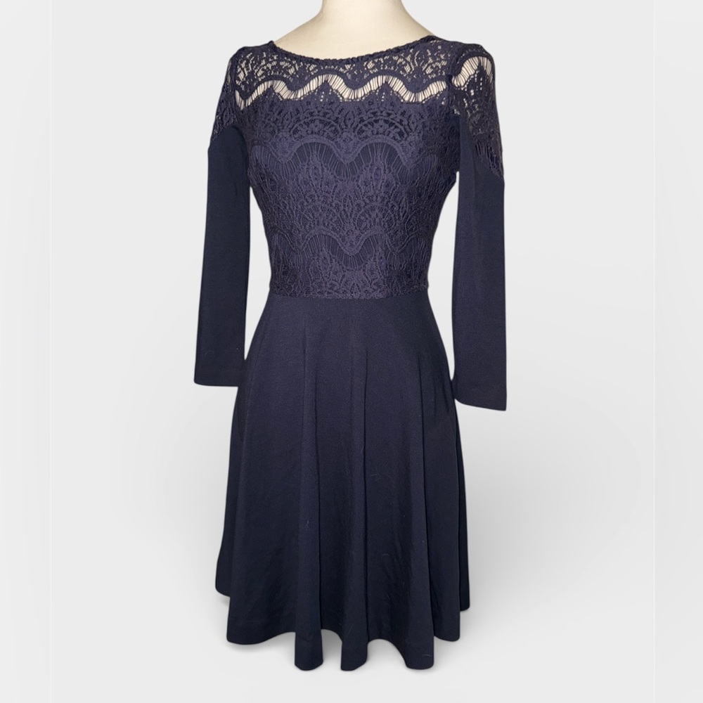 Lilly Pulitzer Navy Fit & Flare Lace Long Sleeve Remmy Dress